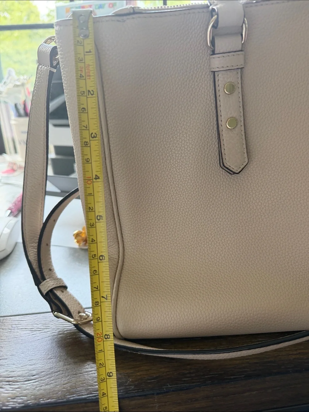 Kate Spade NWOT Mulberry Street Lise Pebbled Leather Satchel - Beige